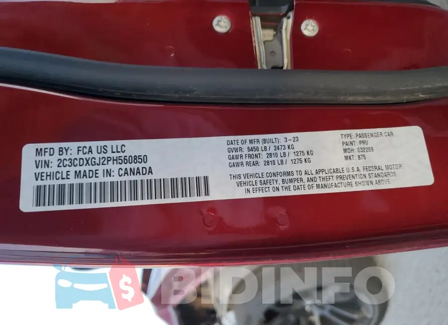 2C3CDXGJ2PH560850 Photo# 13