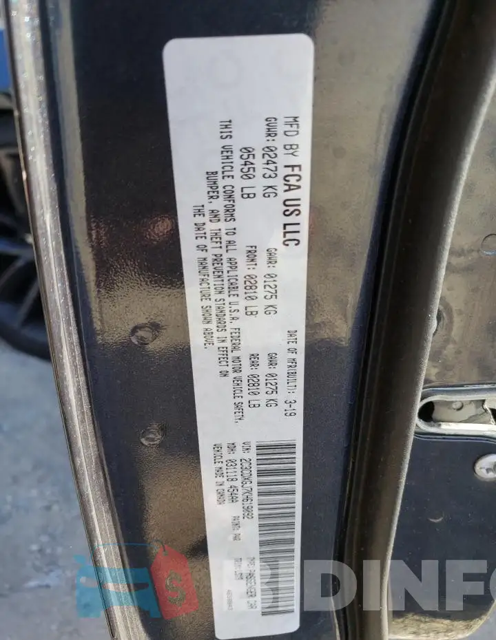 2C3CDXGJ7KH619092 Photo# 12