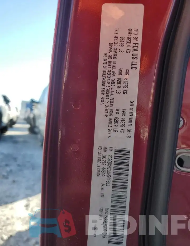 2C3CDXHG9KH544883 Photo# 12
