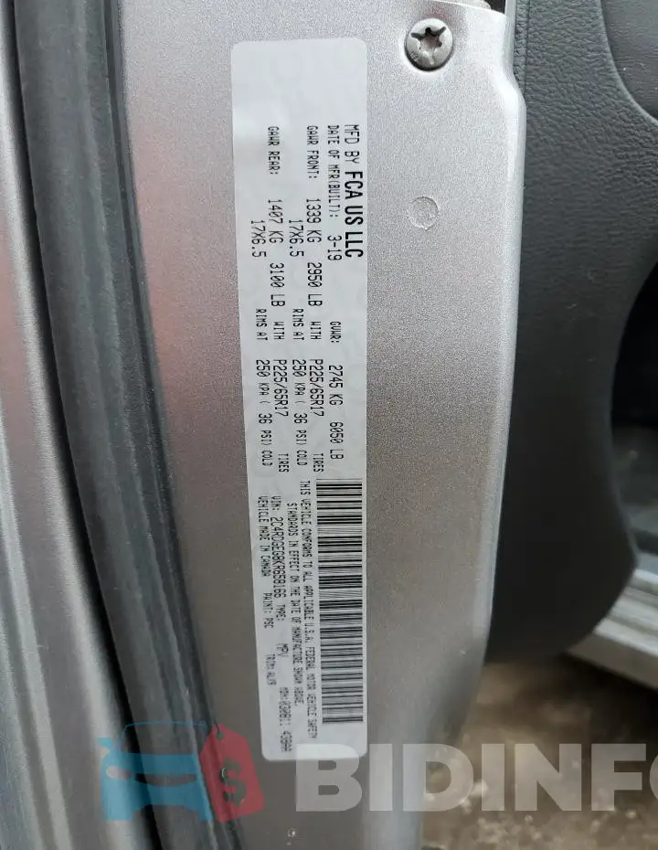 2C4RDGEG8KR658166 Photo# 12