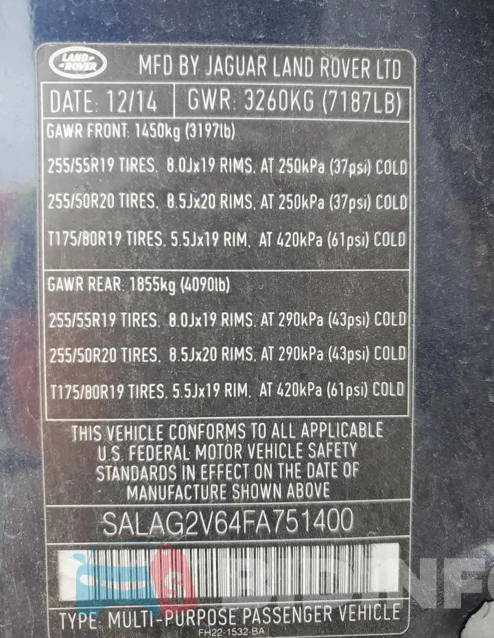 SALAG2V64FA751400 Photo# 13