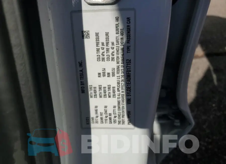 5YJ3E1EA0MF017152 Photo# 12