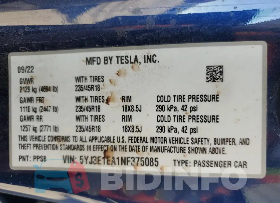 5YJ3E1EA1NF375085 Photo# 12