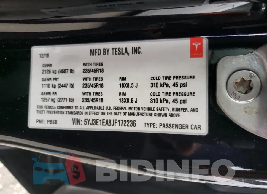 5YJ3E1EA8JF172236 Photo# 12