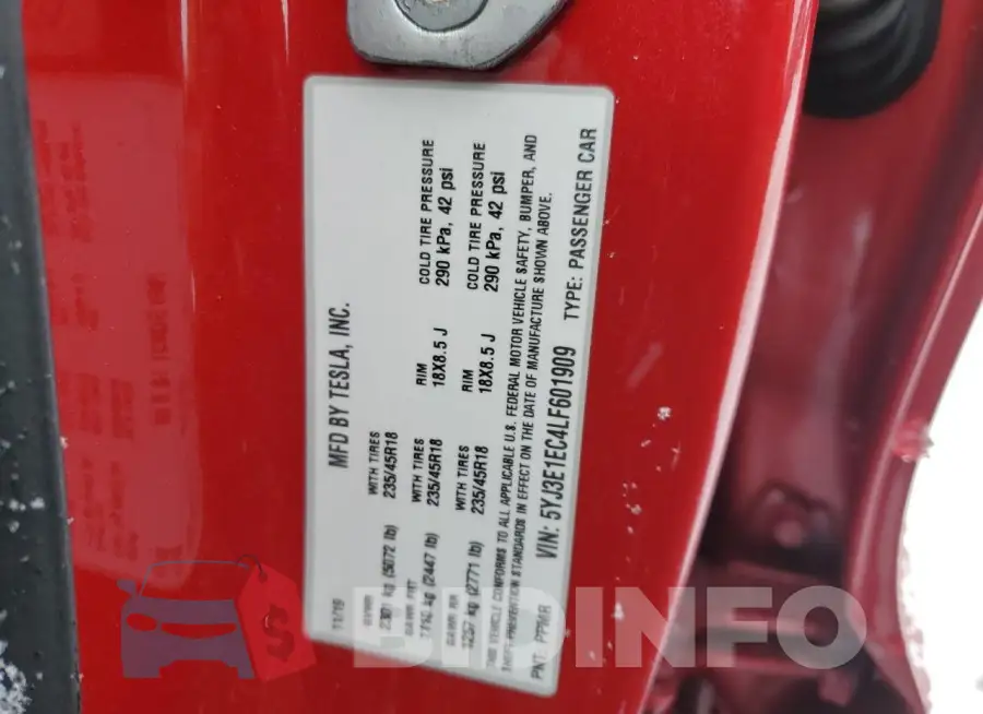 5YJ3E1EC4LF601909 Photo# 12