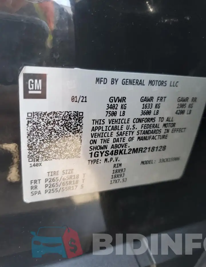 1GYS4BKL2MR218128 Photo# 12