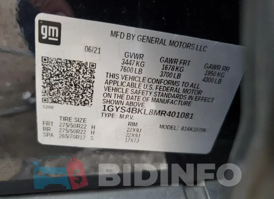 1GYS4BKL8MR401081 Photo# 13