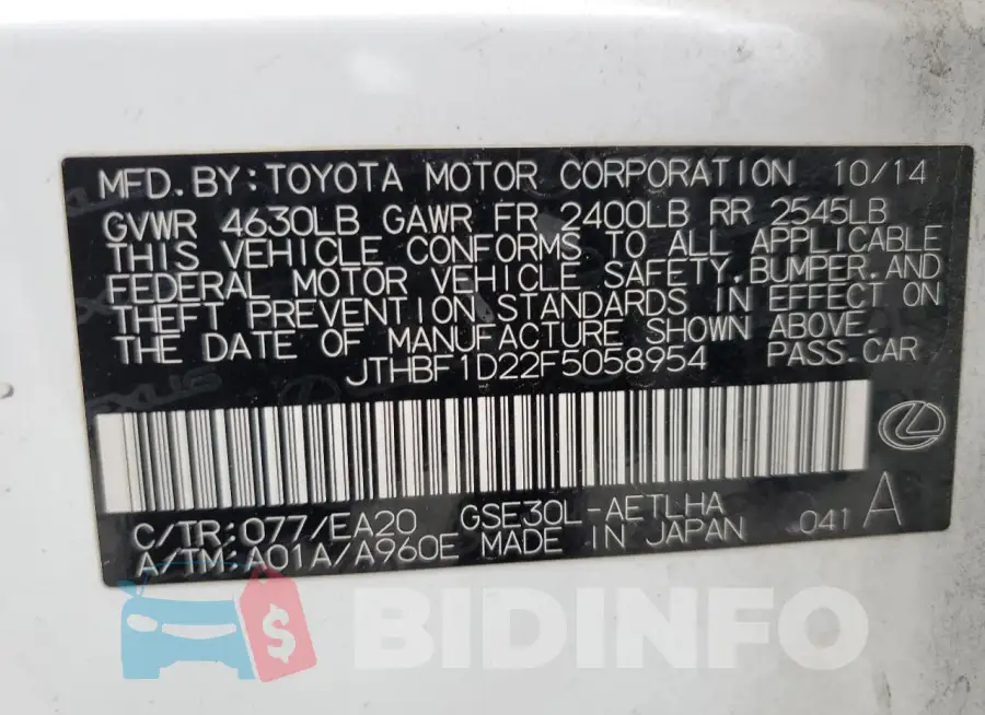 JTHBF1D22F5058954 Photo# 13
