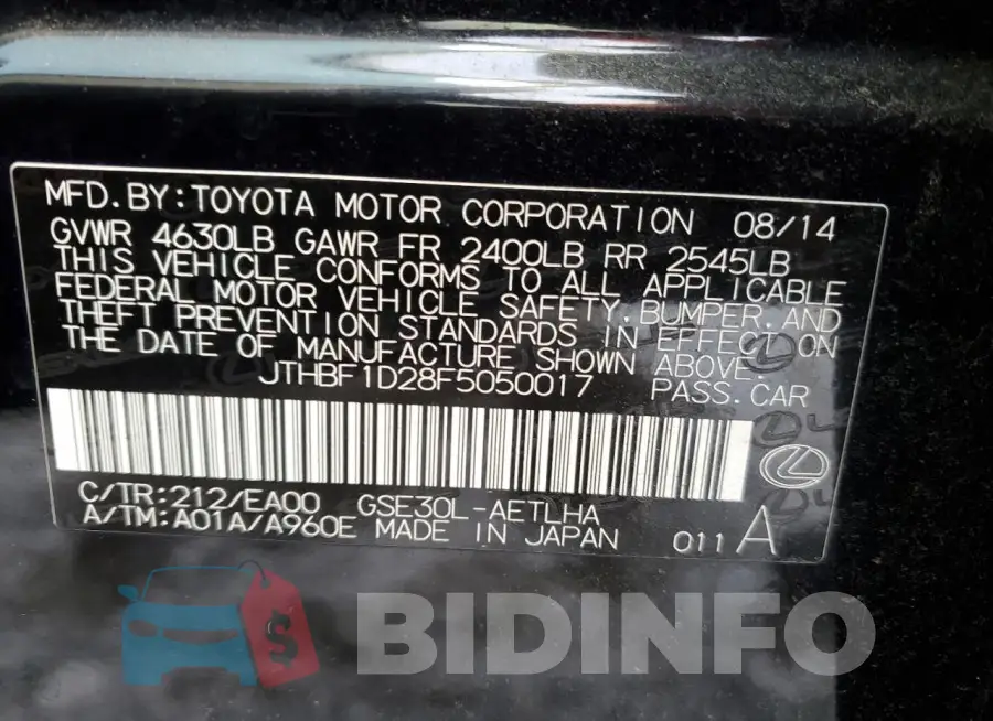 JTHBF1D28F5050017 Photo# 12