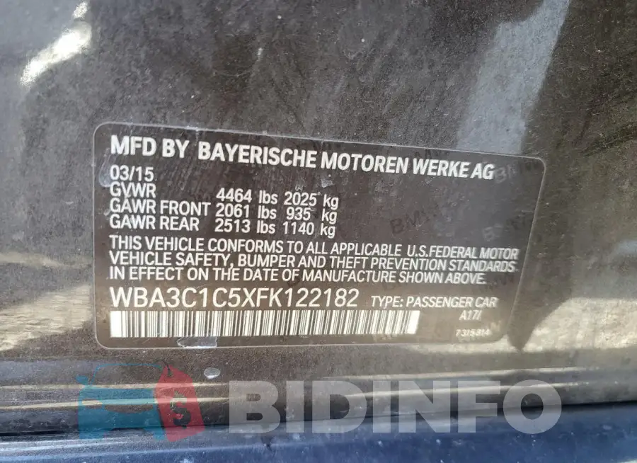 WBA3C1C5XFK122182 Photo# 12