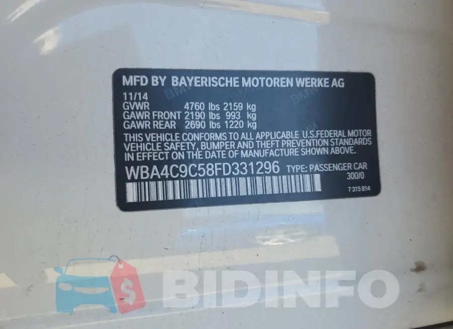 WBA4C9C58FD331296 Photo# 12