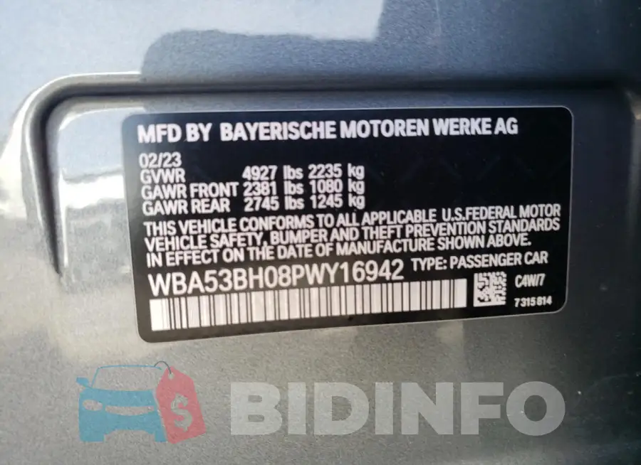 WBA53BH08PWY16942 Photo# 12