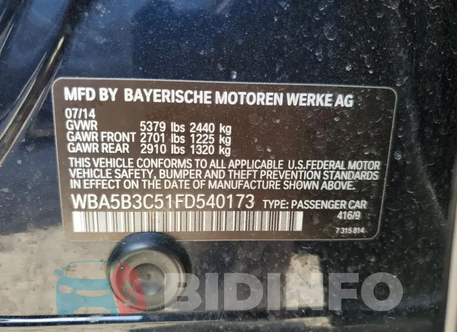 WBA5B3C51FD540173 Photo# 12