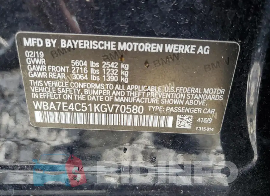 WBA7E4C51KGV70580 Photo# 12