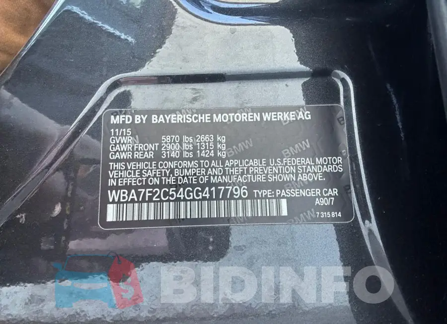 WBA7F2C54GG417796 Photo# 10