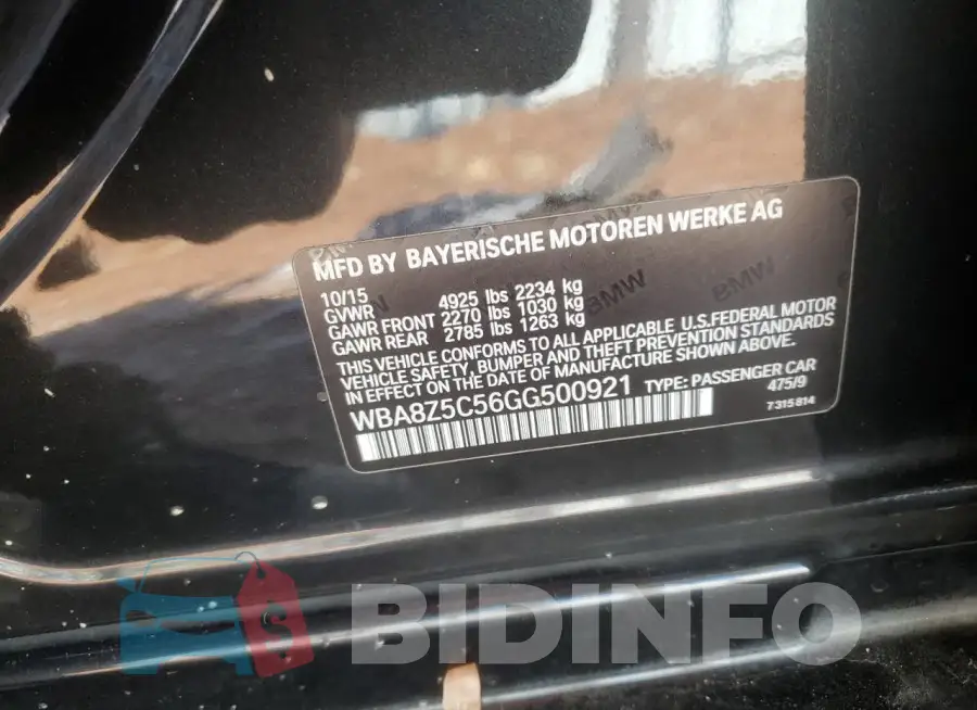 WBA8Z5C56GG500921 Photo# 12