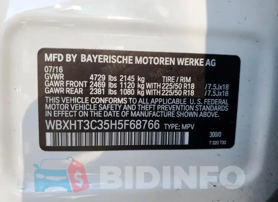 WBXHT3C35H5F68766 Photo# 12