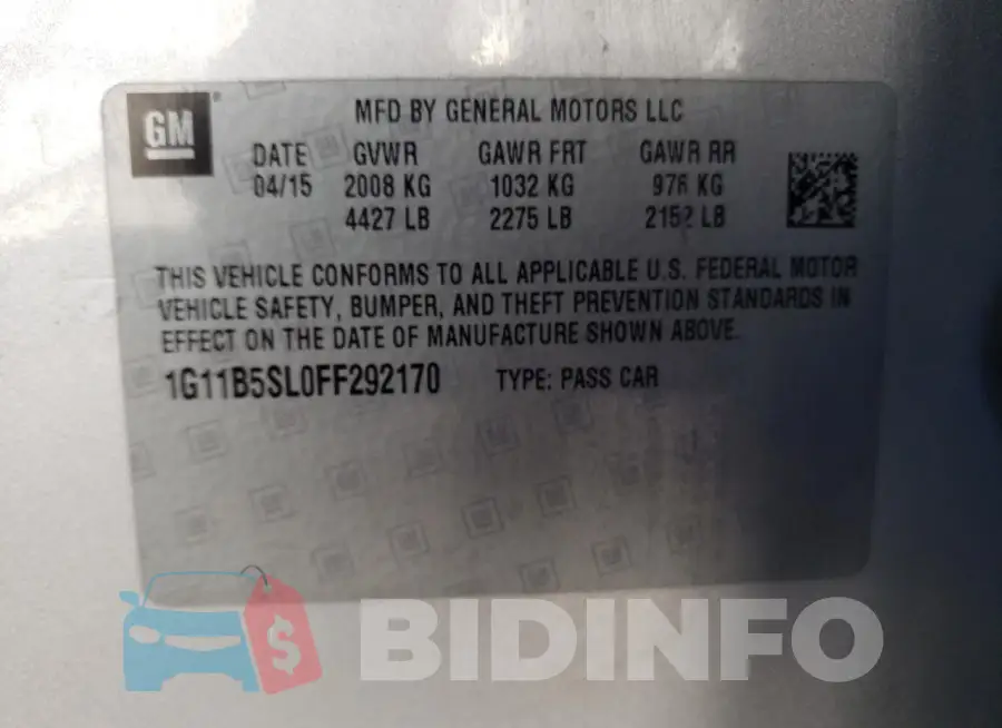 1G11B5SL0FF292170 Photo# 12