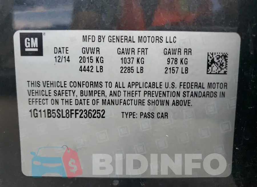 1G11B5SL8FF236252 Photo# 12