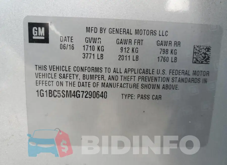 1G1BC5SM4G7290640 Photo# 13