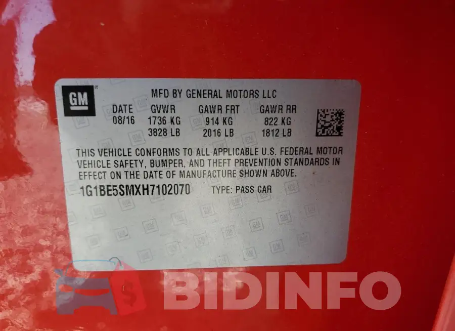 1G1BE5SMXH7102070 Photo# 12