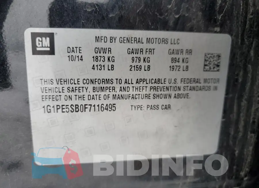 1G1PE5SB0F7116495 Photo# 13