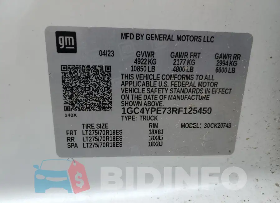 1GC4YPE73RF125450 Photo# 12
