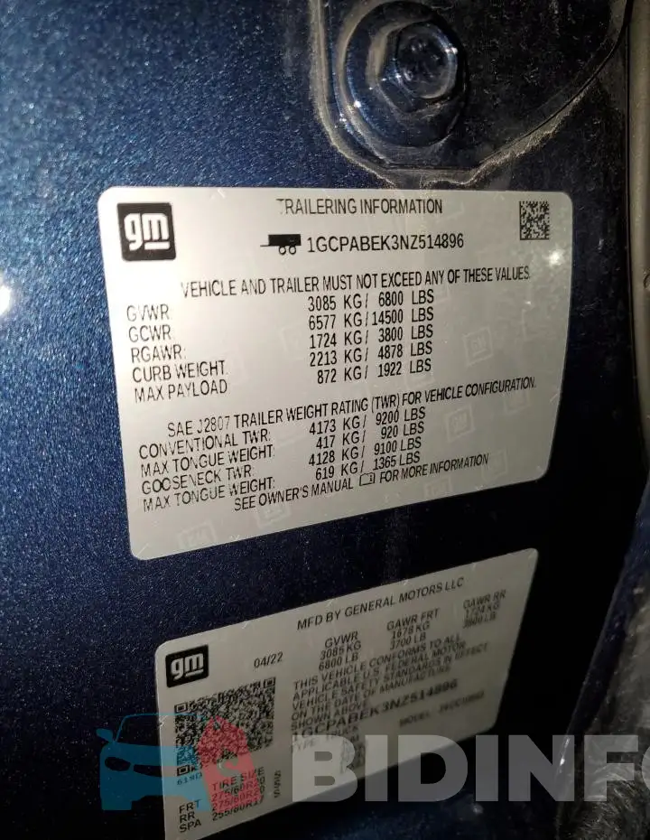 1GCPABEK3NZ514896 Photo# 12