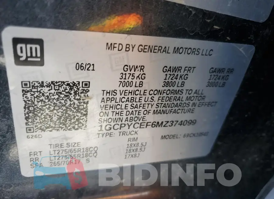1GCPYCEF6MZ374099 Photo# 13