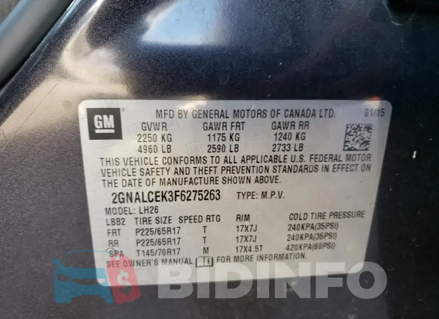 2GNALCEK3F6275263 Photo# 12