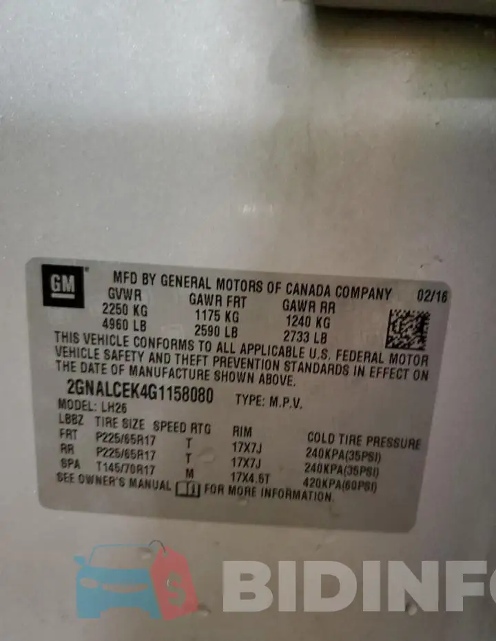 2GNALCEK4G1158080 Photo# 13