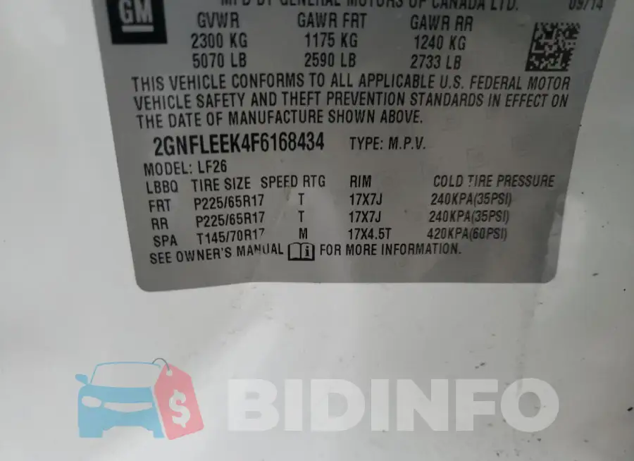2GNFLEEK4F6168434 Photo# 12