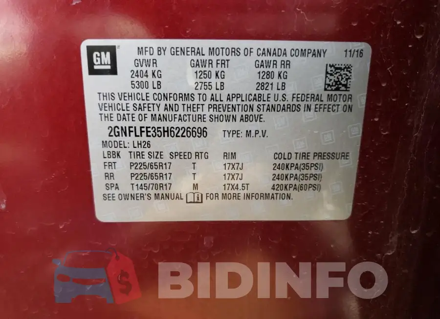 2GNFLFE35H6226696 Photo# 12
