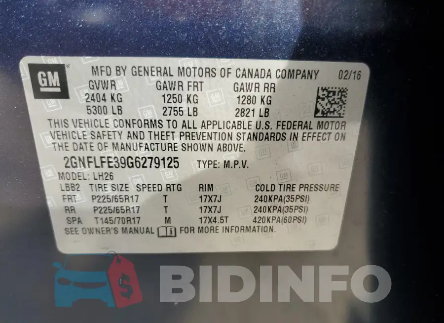 2GNFLFE39G6279125 Photo# 13