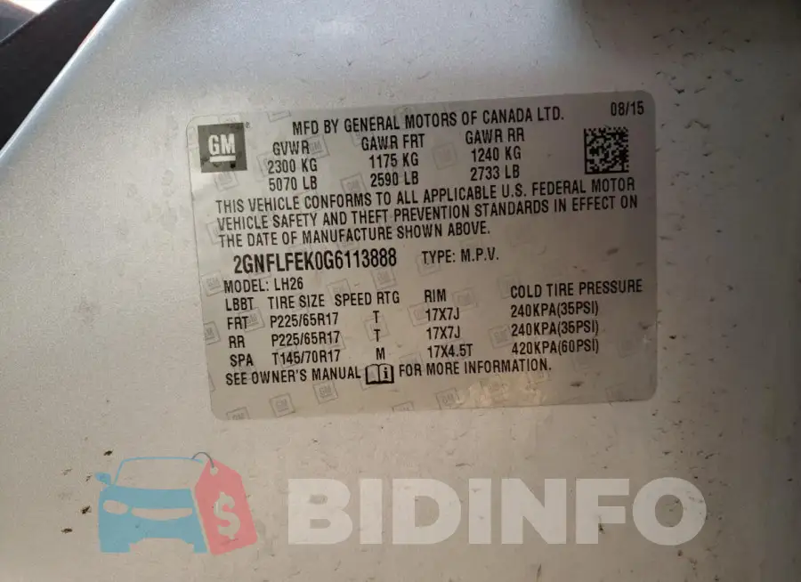 2GNFLFEK0G6113888 Photo# 13