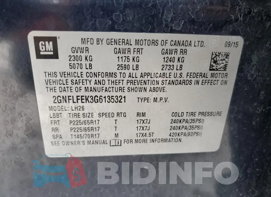 2GNFLFEK3G6135321 Photo# 13