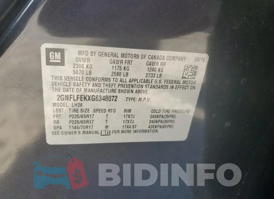 2GNFLFEKXG6348072 Photo# 13
