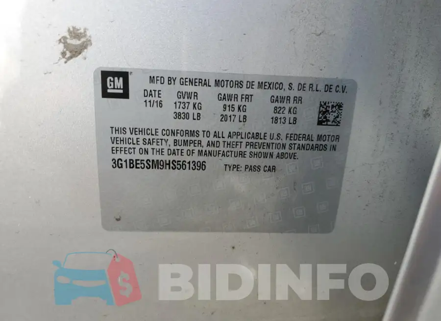 3G1BE5SM9HS561396 Photo# 13