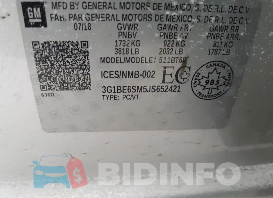 3G1BE6SM5JS652421 Photo# 12