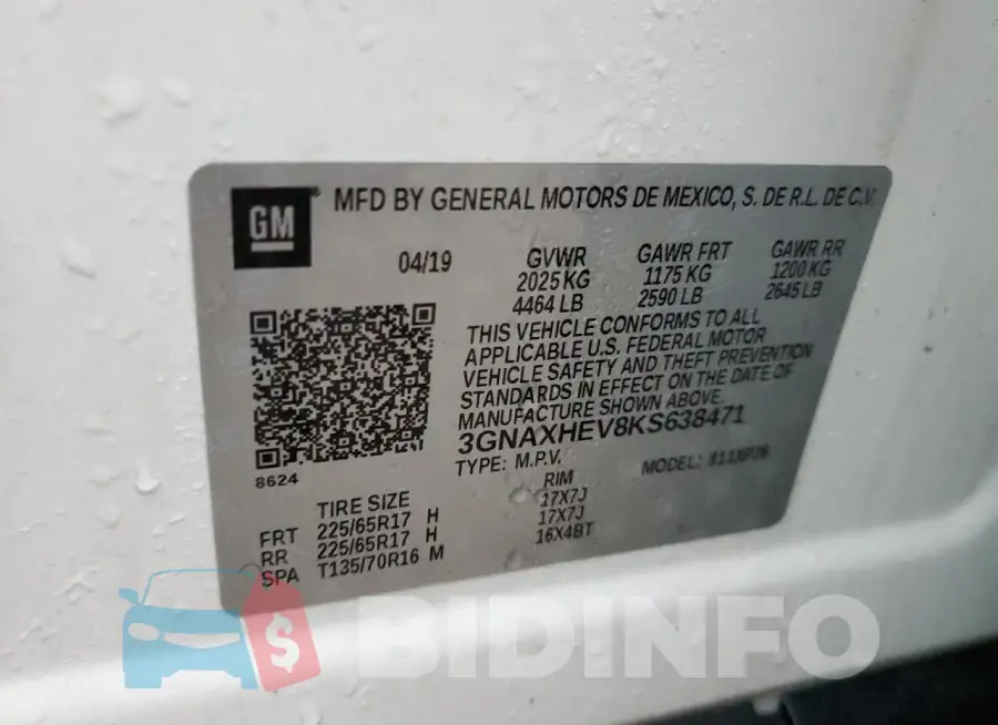 3GNAXHEV8KS638471 Photo# 13