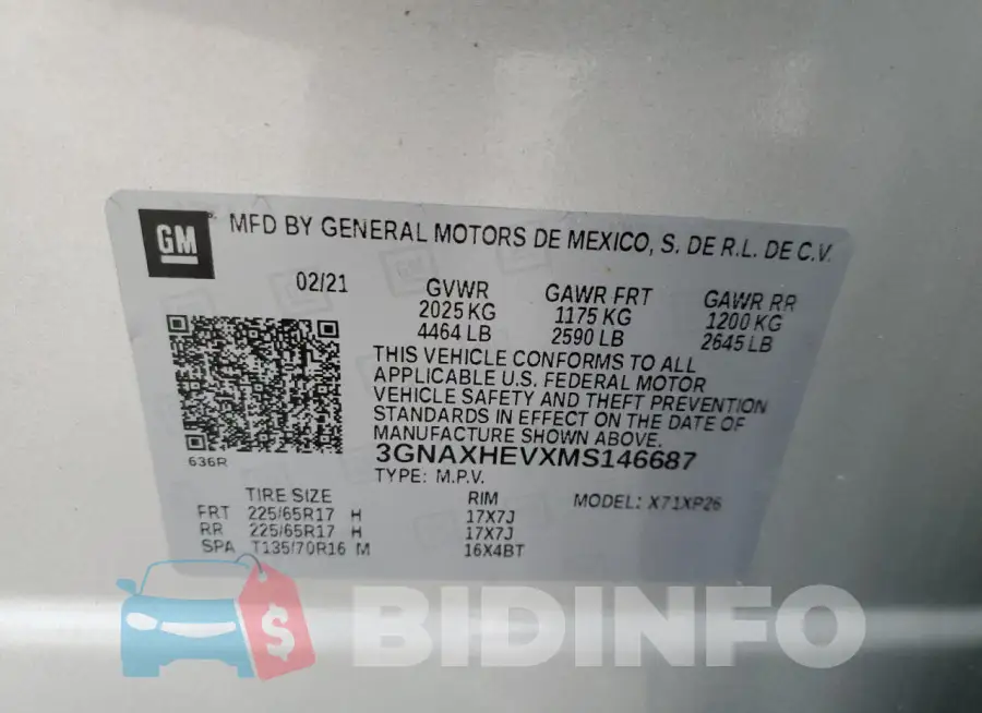 3GNAXHEVXMS146687 Photo# 13