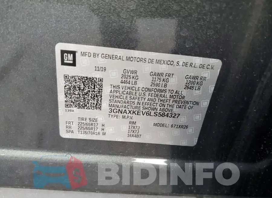 3GNAXKEV6LS584327 Photo# 14