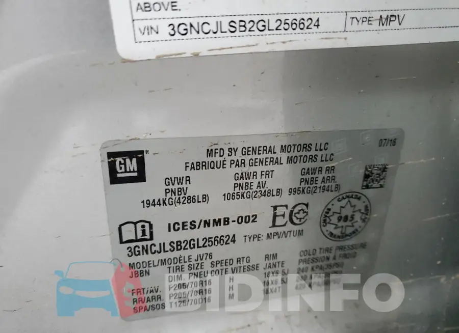3GNCJLSB2GL256624 Photo# 12