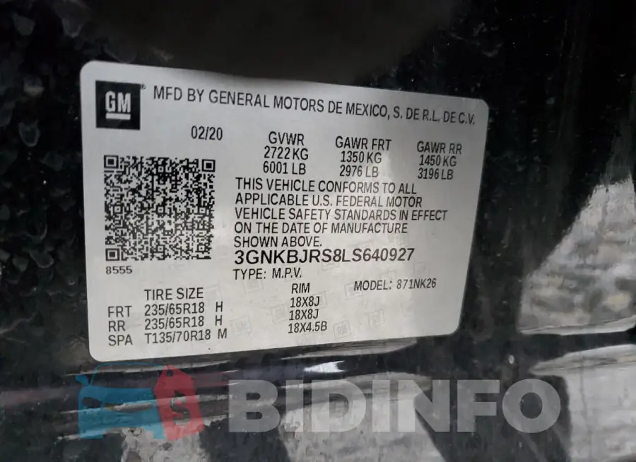 3GNKBJRS8LS640927 Photo# 13