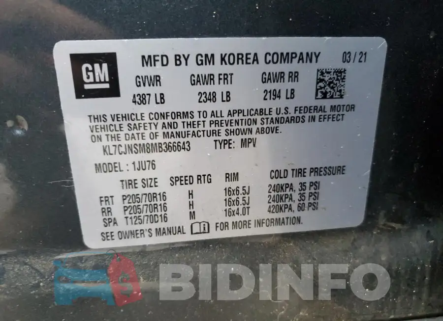 KL7CJNSM8MB366643 Photo# 13