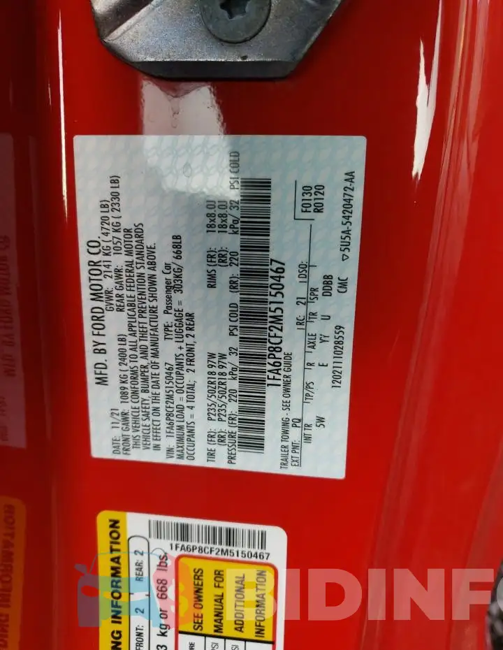 1FA6P8CF2M5150467 Photo# 12