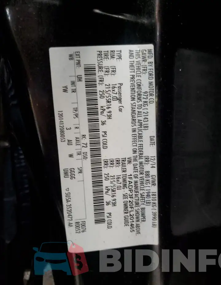 1FADP3F20FL201465 Photo# 12