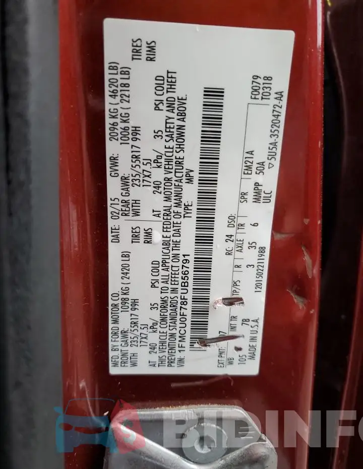 1FMCU0F78FUB56791 Photo# 14