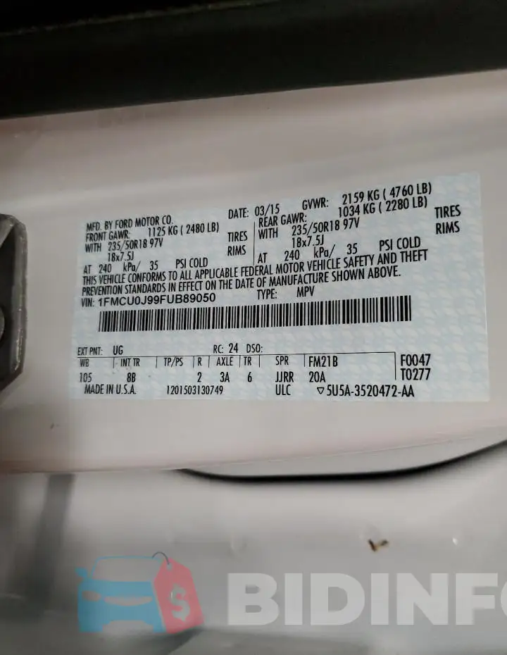 1FMCU0J99FUB89050 Photo# 13