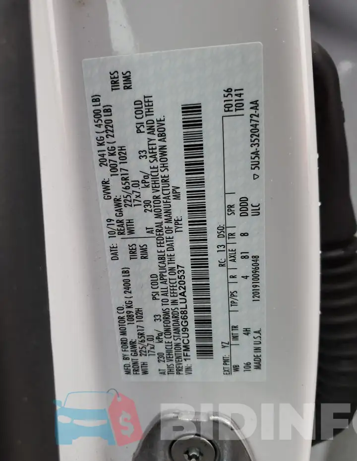 1FMCU9G68LUA20537 Photo# 12